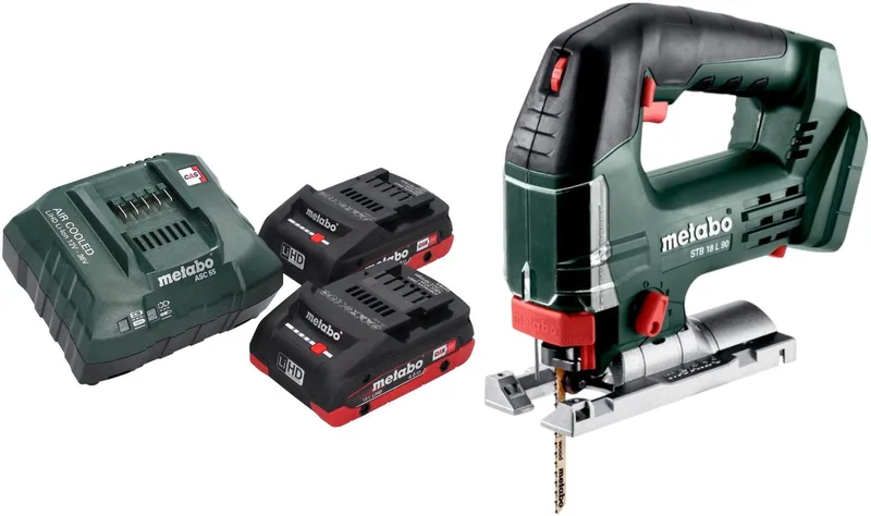 STB 18 L 90 accu-decoupeerzaag 18 V 90 mm + 2x LiHD accu 4,0 Ah + acculader de Metabo – image du produit