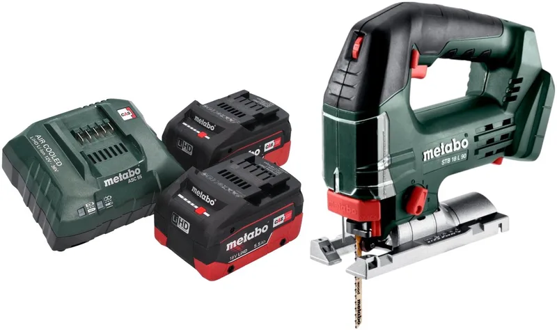 STB 18 L 90 accu-decoupeerzaag 18 V 90 mm + 2x LiHD accu 5,5 Ah + lader von Metabo – Produktbild