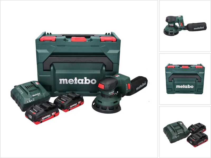 SXA 18 LTX 125 BL accu excenterschuurmachine 18 V 125 mm borstelloos + 2x accu 4.0 Ah + lader + metaBOX de Metabo – image du produit