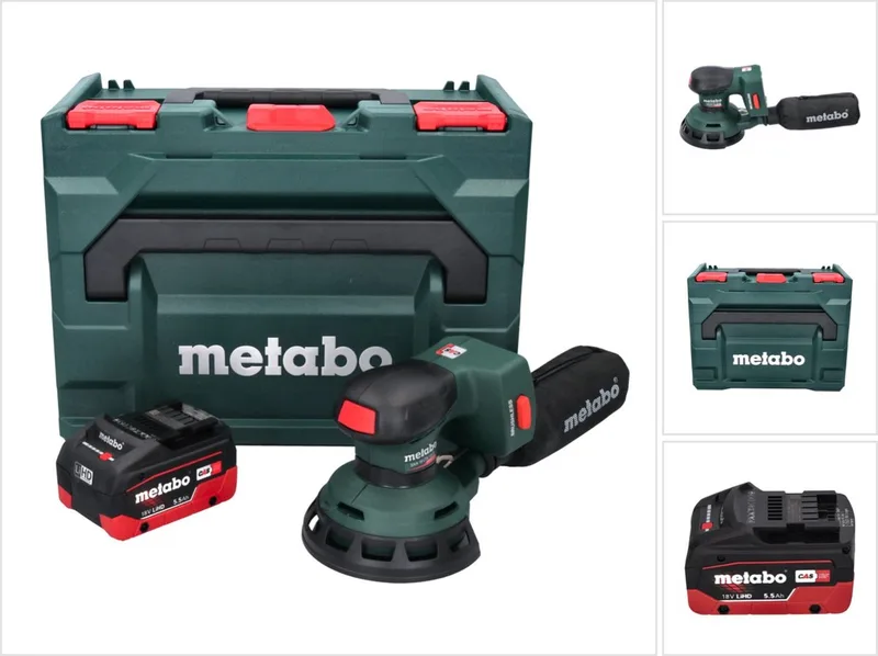 SXA 18 LTX 125 BL accu excenterschuurmachine 18 V 125 mm borstelloos + 1x accu 5,5 Ah + metaBOX - zonder lader van Metabo – productafbeelding