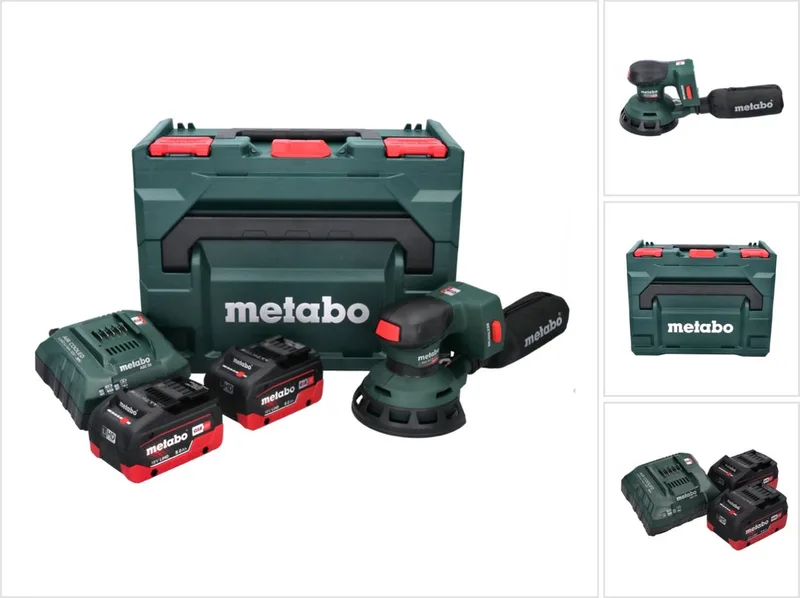 SXA 18 LTX 125 BL accu excenterschuurmachine 18 V 125 mm borstelloos + 2x accu 8.0 Ah + lader + metaBOX von Metabo – Produktbild