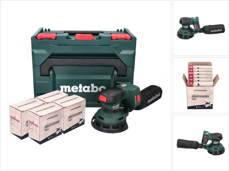 SXA 18 LTX 125 BL accu excentrische schuurmachine 18 V 125 mm ( 600146840 ) borstelloos + 4x Toolbrothers TURTLE schuurset + metaBOX - zonder accu, zonder lader by Metabo – product image