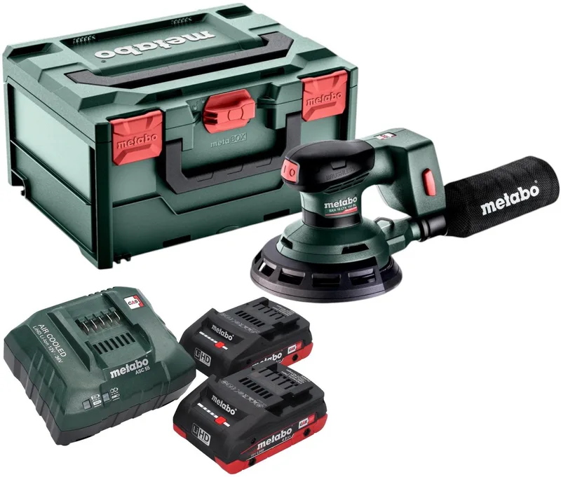 SXA 18 LTX 150 BL Accuschuurmachine 18 V 150 mm borstelloos + 2x LiHD accu 4.0 Ah + lader + metaBOX von Metabo – Produktbild