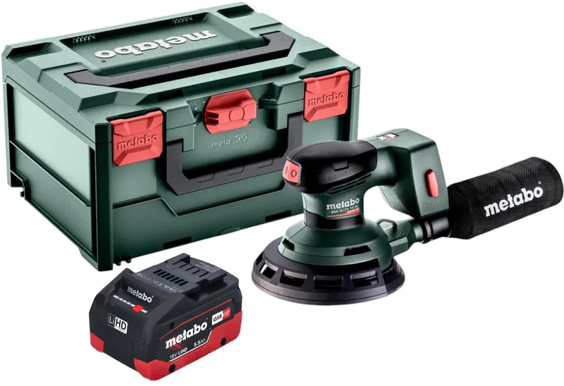 SXA 18 LTX 150 BL Accuschuurmachine 18 V 150 mm borstelloos + 1x LiHD accu 5.5 Ah + metaBOX - zonder lader von Metabo – Produktbild