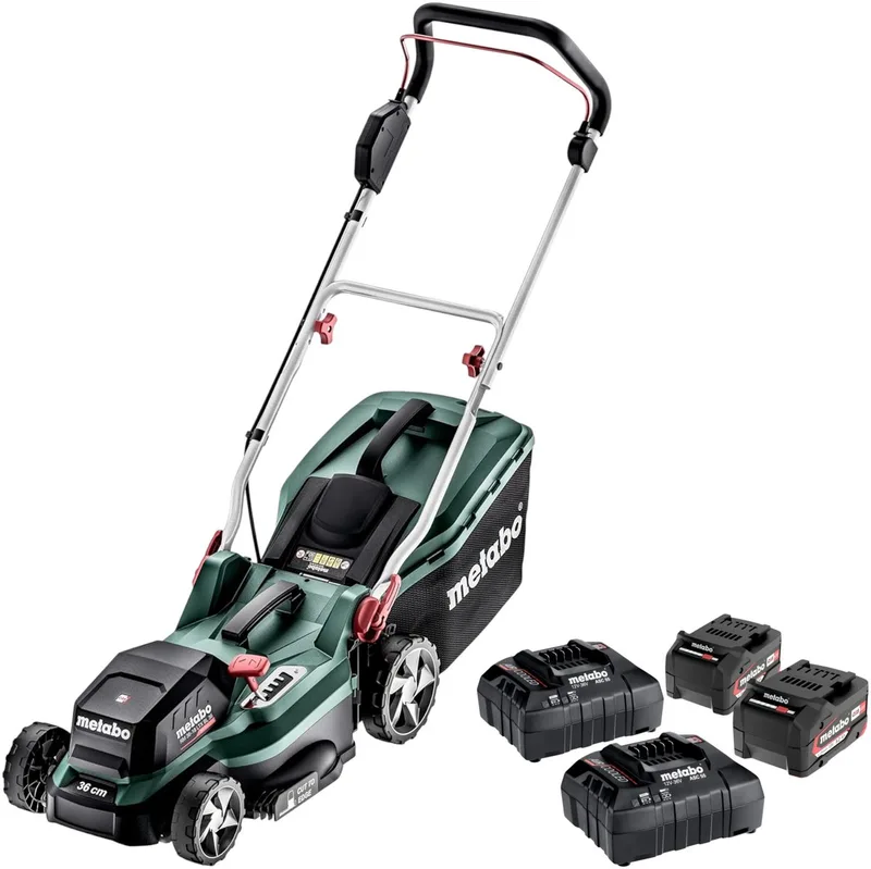 Tuinapparatuur - 36 V ACCU grasmaaier, werkbreedte 36 cm, 2x accu 5,2 Ah Li-Power, 2x lader 601716650 van Metabo – productafbeelding