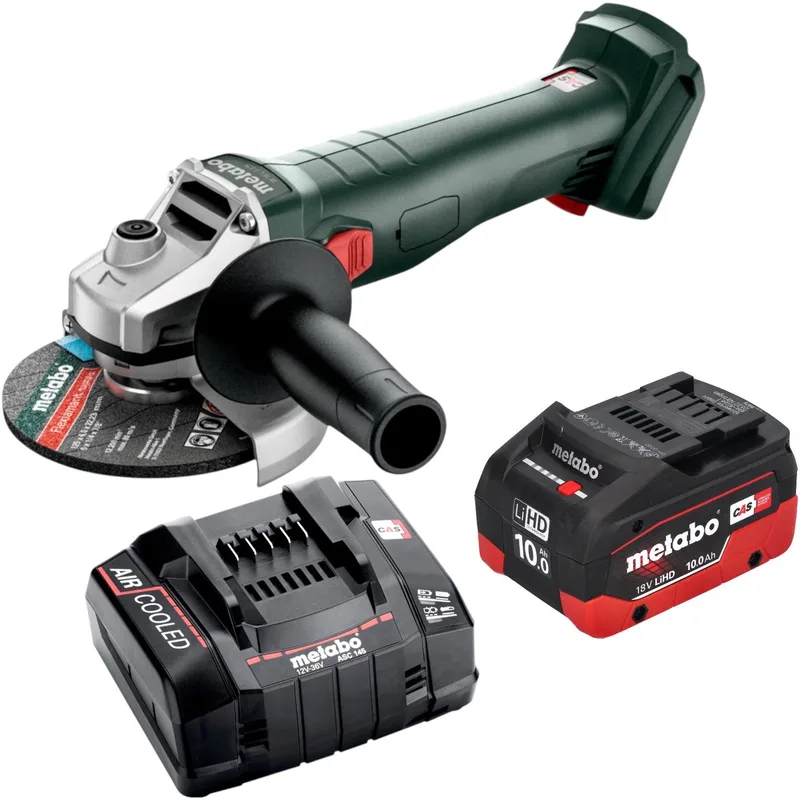 W 18 7-125 accu-haakse slijper 18 V 125 mm + 1x LiHD-accu 10,0 Ah + oplader från Metabo – produktbild