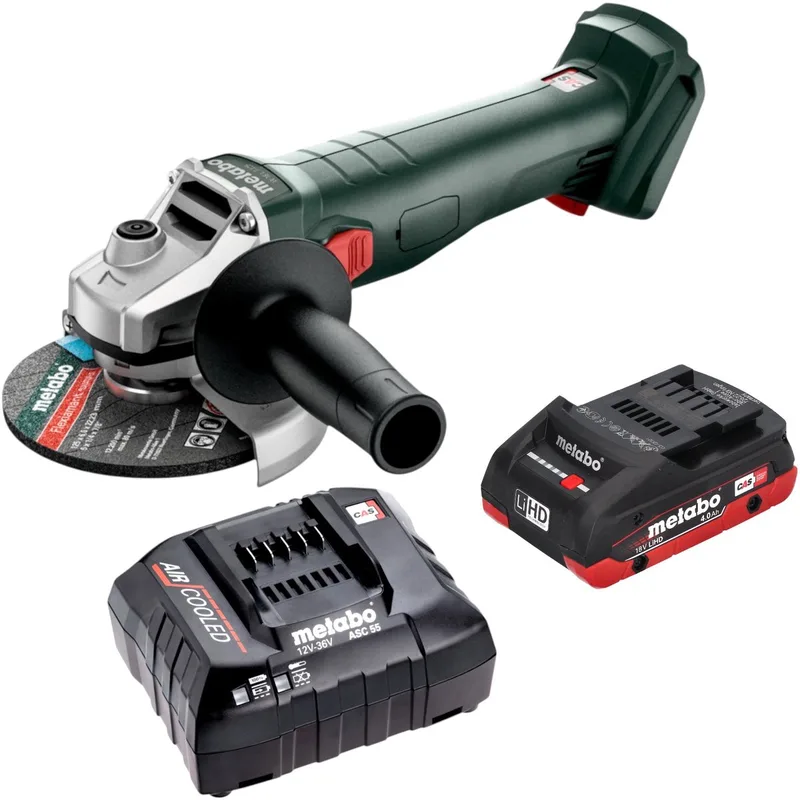 W 18 7-125 accu-haakse slijper 18 V 125 mm + 1x LiHD-accu 4,0 Ah + oplader de Metabo – image du produit