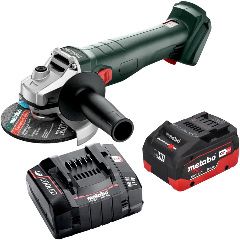 W 18 7-125 accu-haakse slijper 18 V 125 mm + 1x LiHD-accu 8,0 Ah + oplader de Metabo – image du produit