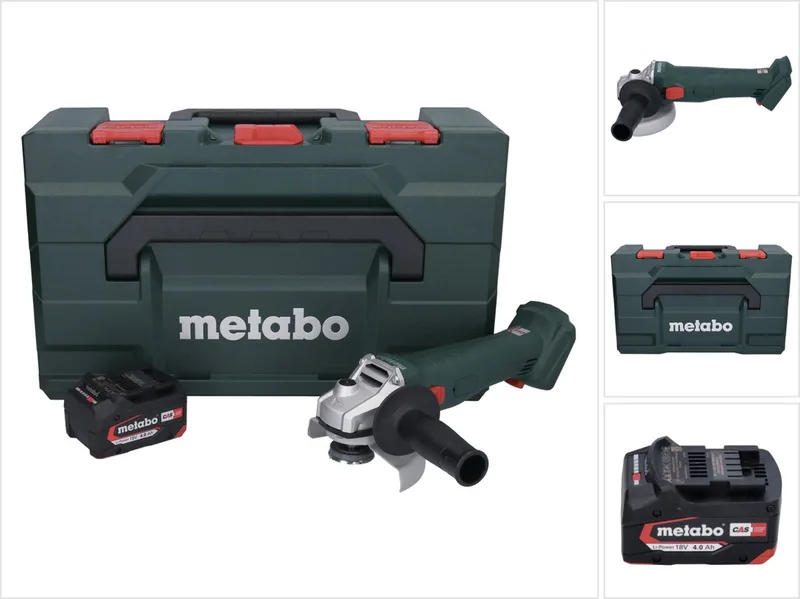 W 18 L 9-125 accu haakse slijper 18 V 125 mm + 1x accu 4,0 Ah + metaBOX - zonder oplader fra Metabo – produktbillede