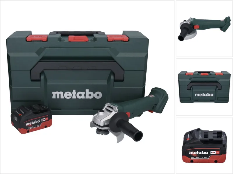 W 18 L 9-125 accu haakse slijper 18 V 125 mm + 1x accu 5,5 Ah + metaBOX - zonder oplader von Metabo – Produktbild