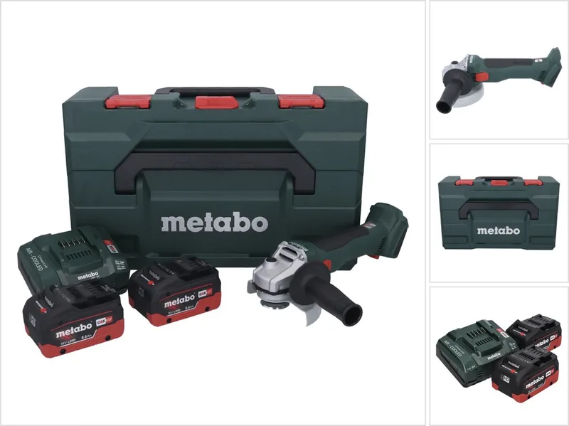 W 18 L BL 9-125 accu haakse slijper 18 V 125 mm borstelloos + 2x accu 8.0 Ah + lader + metaBOX de Metabo – image du produit