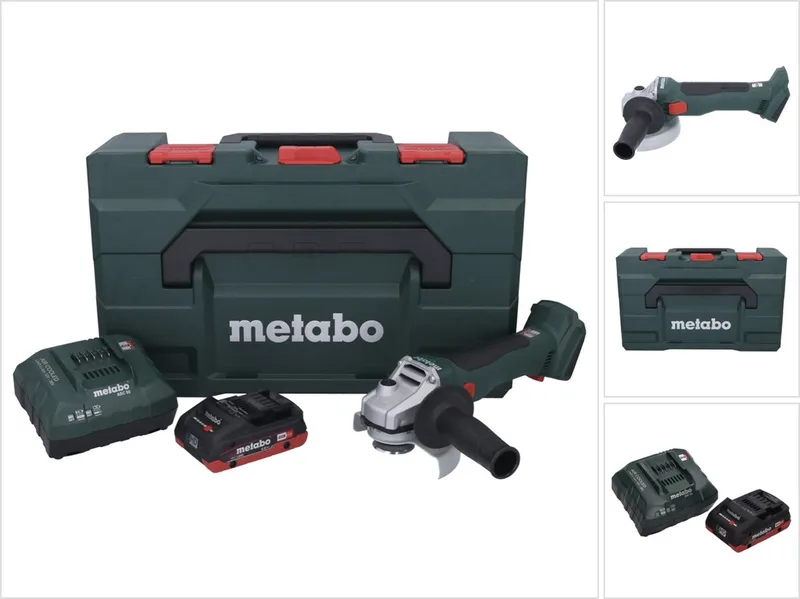 W 18 L BL 9-125 accu haakse slijper 18 V 125 mm borstelloos + 1x accu 4,0 Ah + oplader + metaBOX von Metabo – Produktbild