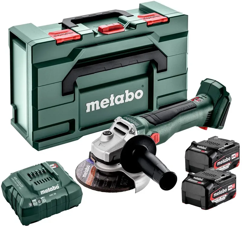 Akku-Winkelschleifer W 18 L BL 9-125 metaBOX 165 L; 18V 2x4Ah Li-Power + ASC 55 von Metabo – Produktbild