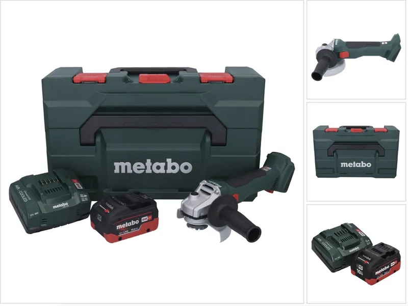 W 18 L BL 9-125 accu haakse slijper 18 V 125 mm borstelloos + 1x accu 10,0 Ah + oplader + metaBOX von Metabo – Produktbild