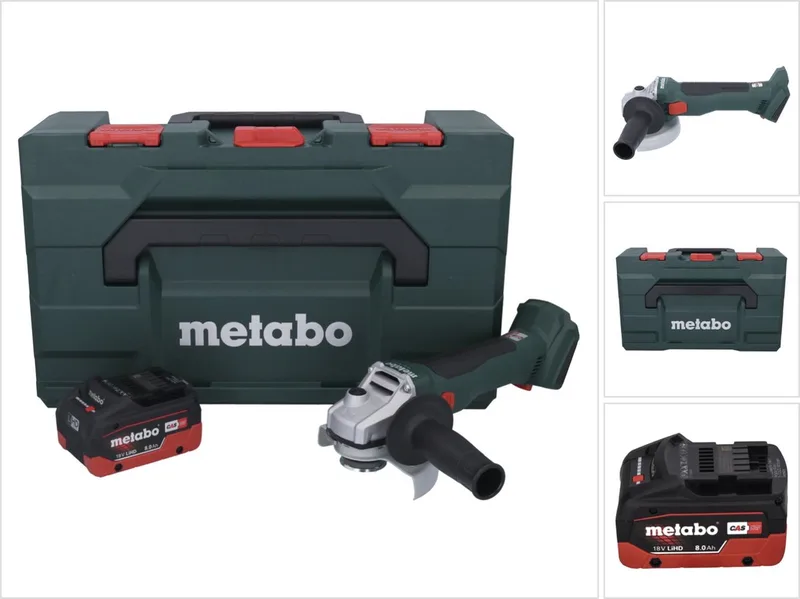 W 18 L BL 9-125 Snoerloze haakse slijper 18 V 125 mm borstelloos + 1x accu 8.0 Ah + metaBOX - zonder lader fra Metabo – produktbillede