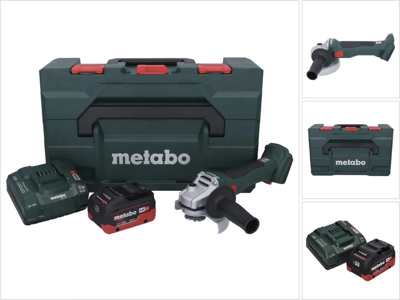 W 18 L BL 9-125 Snoerloze haakse slijper 18 V 125 mm borstelloos + 1x accu 8.0 Ah + lader + metaBOX von Metabo – Produktbild