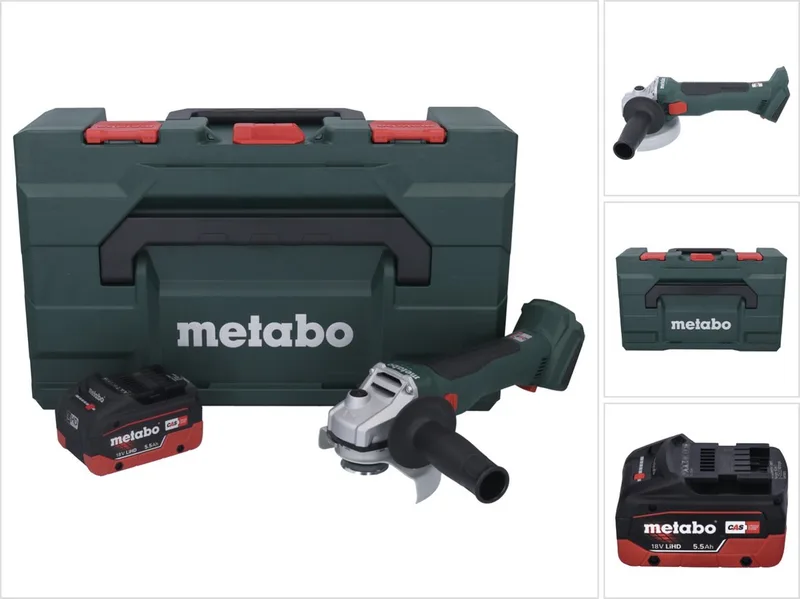W 18 L BL 9-125 Snoerloze haakse slijper 18 V 125 mm borstelloos + 1x oplaadbare accu 5,5 Ah + metaBOX - zonder lader de Metabo – image du produit