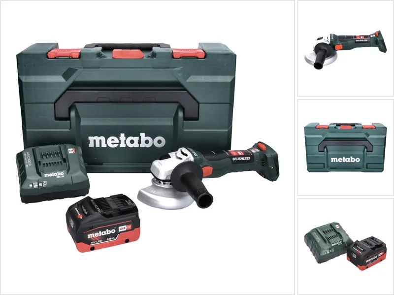 W 18 LT BL 11-125 accu haakse slijper 18 V 125 mm borstelloos + 1x accu 8.0 Ah + lader + metaBOX de Metabo – image du produit
