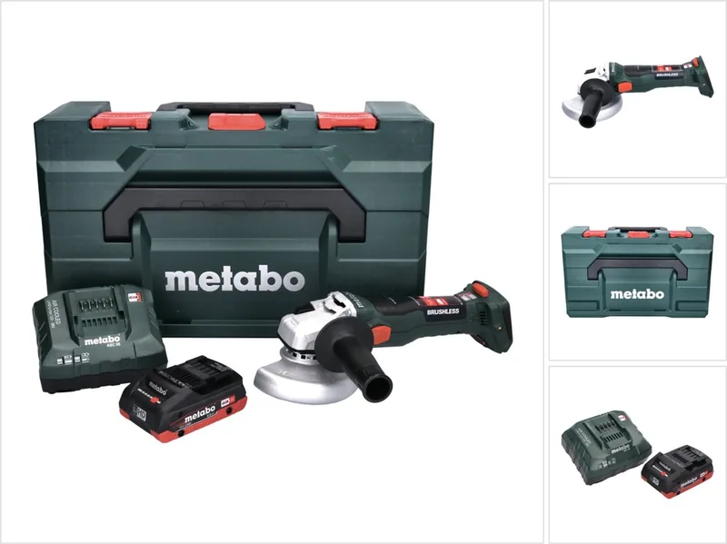 W 18 LT BL 11-125 accu haakse slijper 18 V 125 mm borstelloos + 1x accu 4.0 Ah + lader + metaBOX de Metabo – image du produit