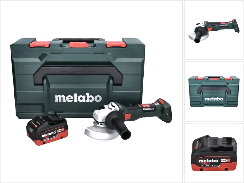 W 18 LT BL 11-125 Snoerloze haakse slijper 18 V 125 mm borstelloos + 1x accu 8.0 Ah + metaBOX - zonder lader von Metabo – Produktbild