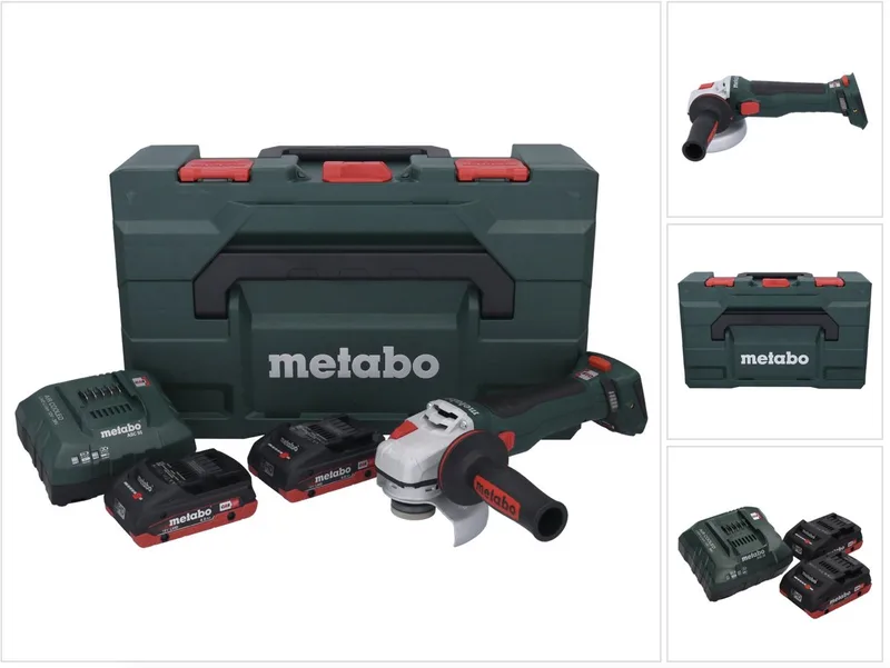WB 18 LT BL 11-125 Quick accu haakse slijper 18 V 125 mm borstelloos + 2x accu 4.0 Ah + lader + metaBOX von Metabo – Produktbild