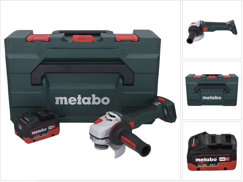 WB 18 LT BL 11-125 Quick accu haakse slijper 18 V 125 mm borstelloos + 1x accu 8.0 Ah + metaBOX - zonder lader de Metabo – image du produit