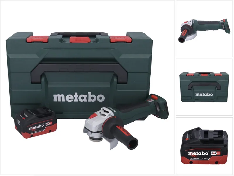 WPB 18 LT BL 11-125 Quick accu-haakse slijper 18 V 125 mm borstelloos + 1x accu 5,5 Ah + metaBOX - zonder oplader de Metabo – image du produit