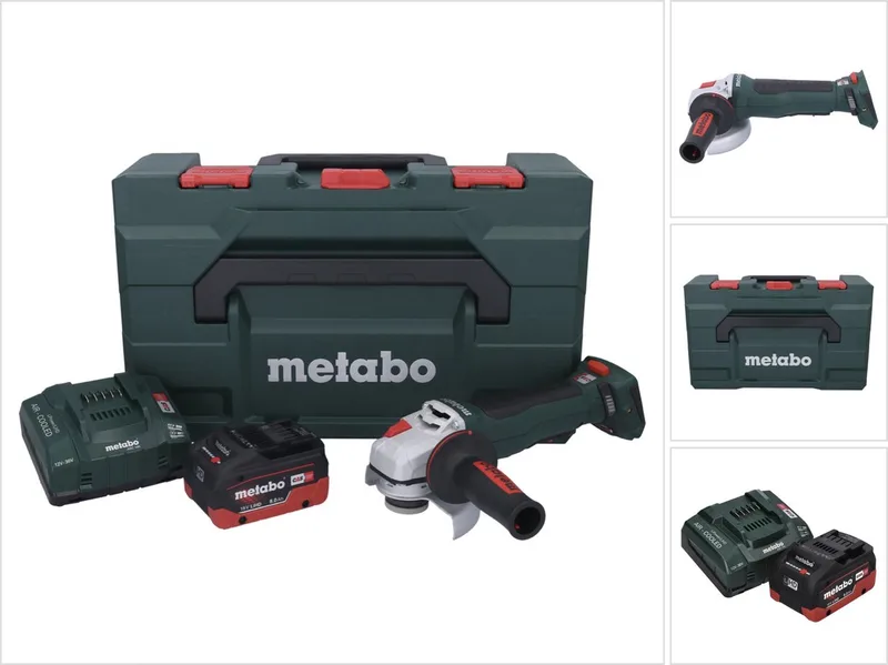 WPB 18 LT BL 11-125 Quick accu-haakse slijper 18 V 125 mm borstelloos + 1x accu 8,0 Ah + oplader + metaBOX von Metabo – Produktbild