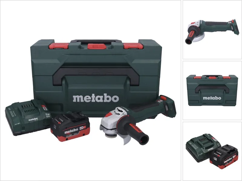 WPB 18 LT BL 11-125 Quick accu-haakse slijper 18 V 125 mm borstelloos + 1x accu 5,5 Ah + oplader + metaBOX de Metabo – image du produit
