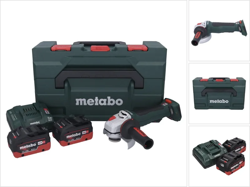 WPB 18 LT BL 11-125 Quick accu-haakse slijper 18 V 125 mm borstelloos + 2x accu 8,0 Ah + oplader + metaBOX von Metabo – Produktbild