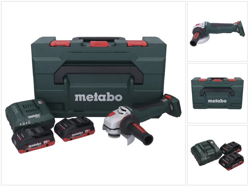 WPB 18 LT BL 11-125 Quick accu-haakse slijper 18 V 125 mm borstelloos + 2x accu 4,0 Ah + oplader + metaBOX de Metabo – image du produit