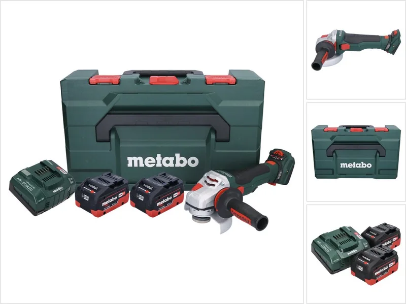 WVB 18 LTX BL 15-125 Quick accu haakse slijper 18 V 125 mm ( 601731660 ) borstelloos + 2x accu 5,5 Ah + lader + metaBOX de Metabo – image du produit
