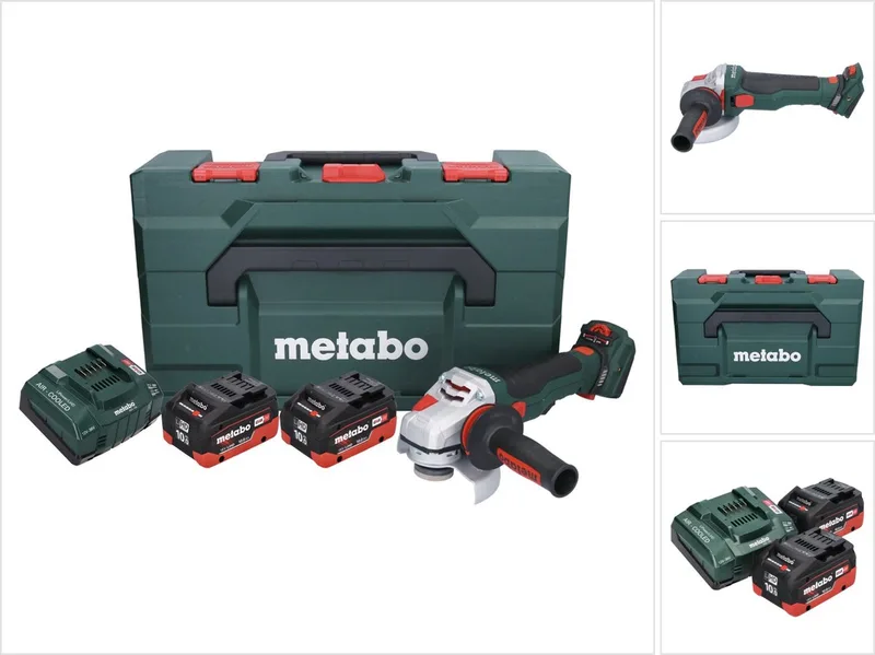 WVB 18 LTX BL 15-125 Quick accu haakse slijper 18 V 125 mm borstelloos + 2x accu 10,0 Ah + lader + metaBOX de Metabo – image du produit