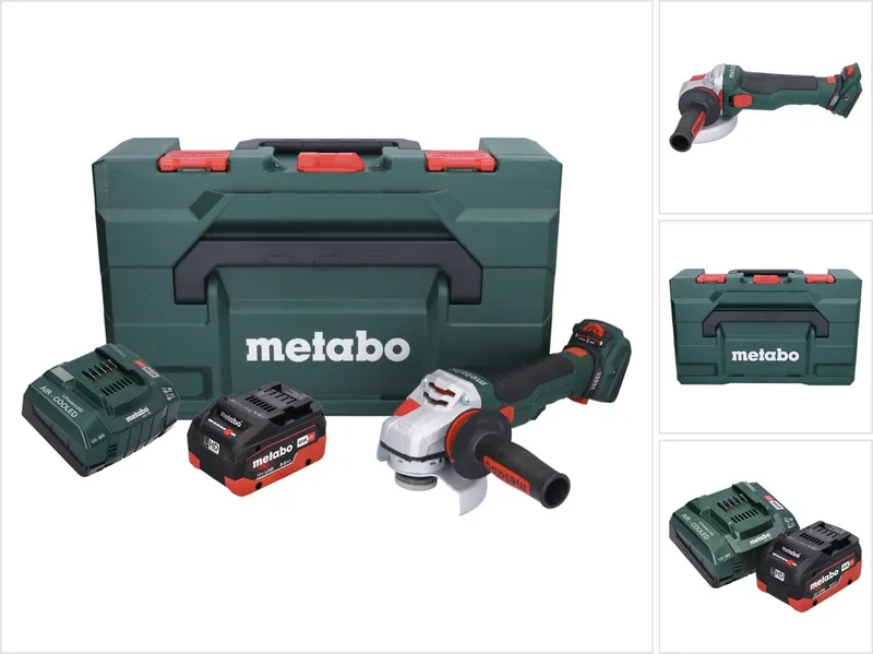 WVB 18 LTX BL 15-125 Quick accu haakse slijper 18 V 125 mm borstelloos + 1x accu 8.0 Ah + lader + metaBOX de Metabo – image du produit