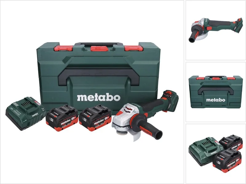 WVB 18 LTX BL 15-125 Quick accu haakse slijper 18 V 125 mm borstelloos + 2x accu 8.0 Ah + lader + metaBOX von Metabo – Produktbild