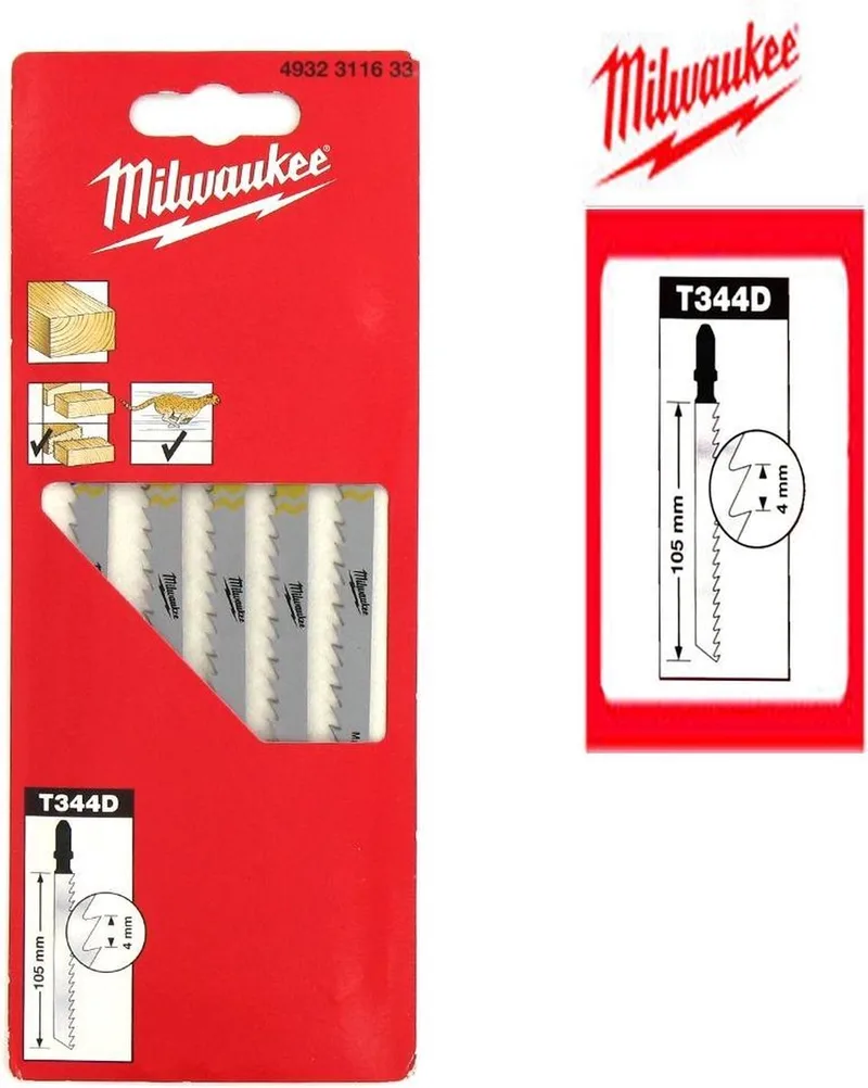 4932311633 / T 344 D HCS Decoupeerzaagblad - snel - Hout (5st) - T 344 D de Milwaukee – image du produit