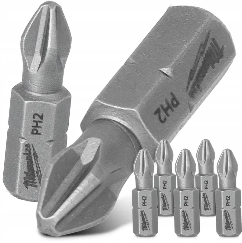 5x PH2 Bits 25mm Magnetisch - Duurzame S2 Staal by Milwaukee – product image
