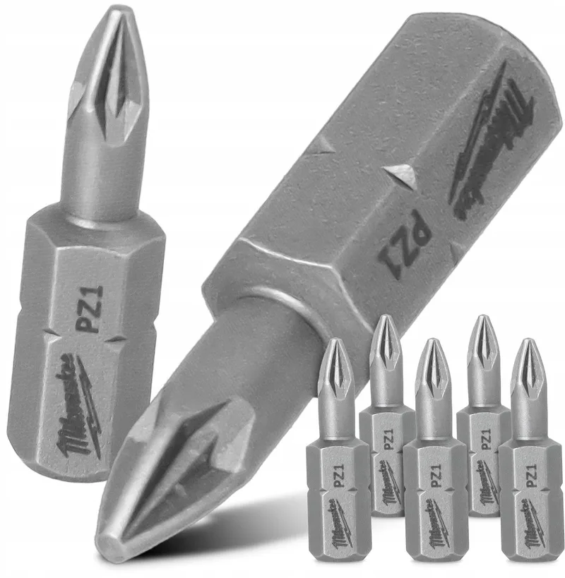 5x PZ1 Schroefbits 25mm Magnetisch - Korte RVS Bits by Milwaukee – product image