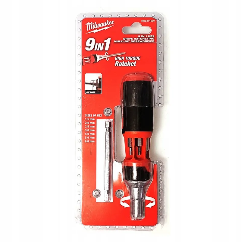 9 IN 1 Ratel multibit Schroevendraaier - 4932471599 van Milwaukee, Rood – productafbeelding
