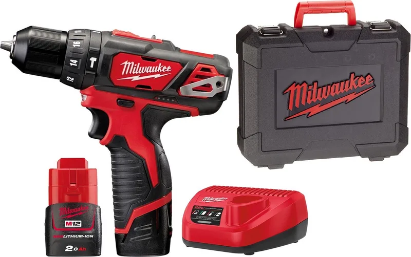 BPD-202C M12 12 Volt Accu Klop-/Boorschroefmachine met 2x 2.0Ah Li-Ion en lader in Koffer von Milwaukee – Produktbild