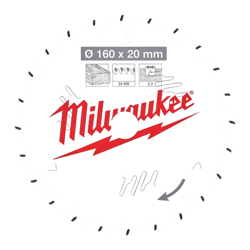 Cirkelzaagblad hout 160 x 20 x 2,2 mm 24T - 4932471290 de Milwaukee – image du produit
