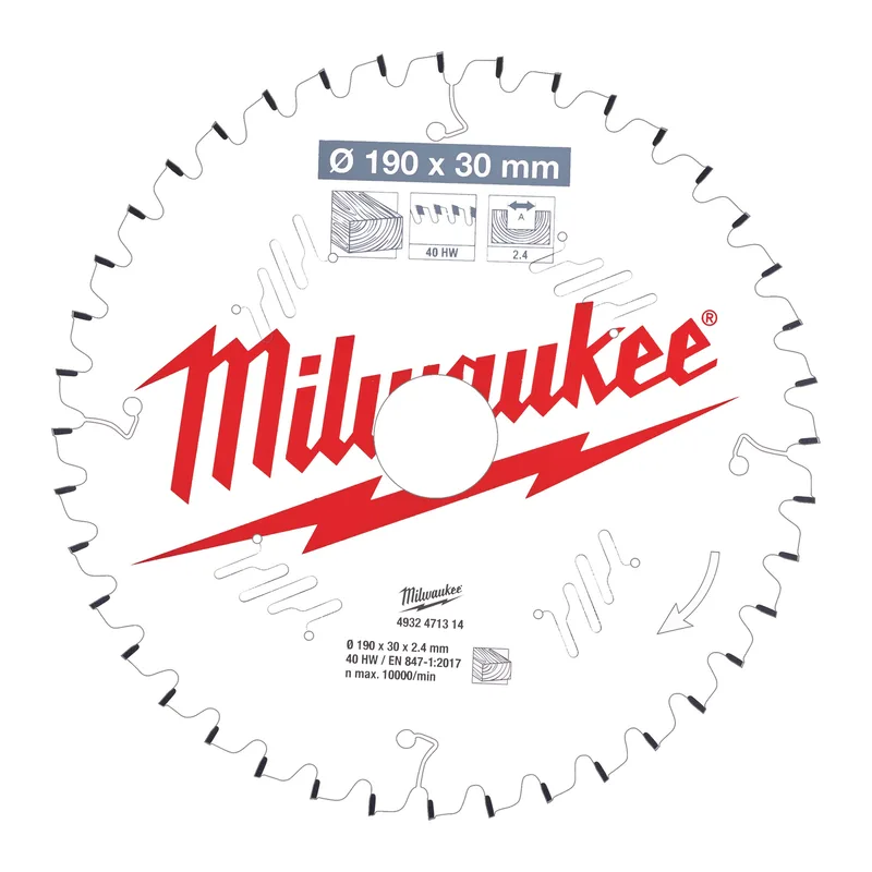 Cirkelzaagblad hout 190 x 30 x 2,4 Thin Kerf ATB 40T -5° - 4932471314 von Milwaukee – Produktbild