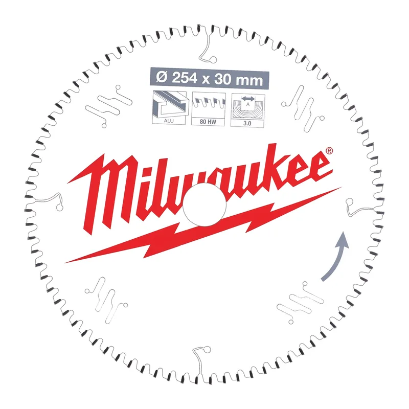 Cirkelzaagblad kunststof/non-ferro 254 x 30 x 3,0 TF 80T -5° - 4932471318 de Milwaukee – image du produit
