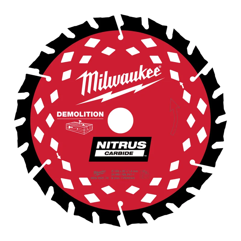 Cirkelzaagblad Nitrus Carbide 165 x 20 x 1,6 ATB 24 - 4932502172 fra Milwaukee – produktbillede