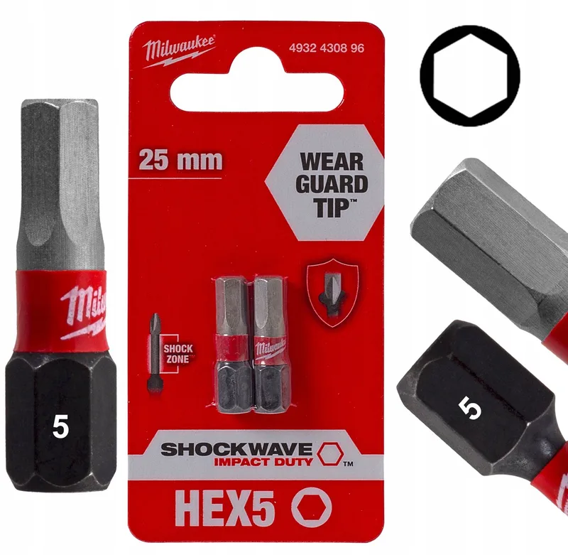 Impact Bits HEX 5 Imbus 25mm Shockwave 2 Stuks by Milwaukee – product image