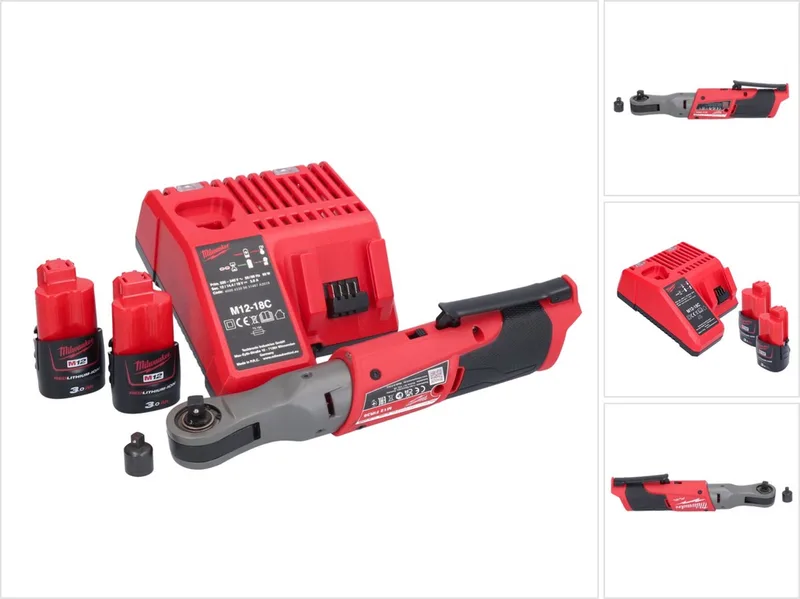 M12 FIR38-302 accu-ratel 12 V 75 Nm 3/8" 1/4" + 2x accu 3,0 Ah + oplader fra Milwaukee – produktbillede
