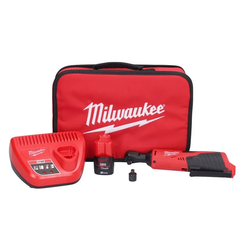 M12 IR-201B (3/8") 12V Li-Ion accu ratelsleutel set (1x 2.0Ah accu) in tas de Milwaukee, Noir – image du produit 2 sur 5
