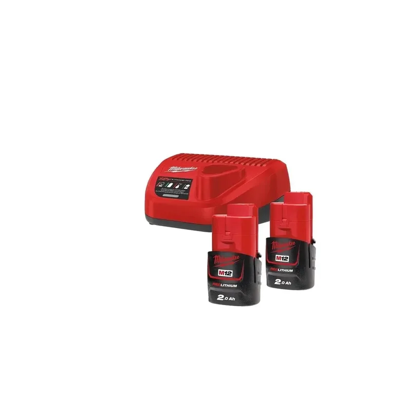 M12 NRG-202 Startsæt m/ 2 stk. 2,0Ah Batterier Og Lader von Milwaukee – Produktbild