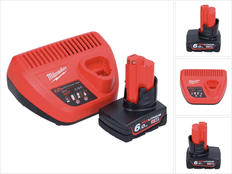 M12 NRG-601 starterset 1x 12 V 6,0 Ah Li-Ion accu + C12 C oplader de Milwaukee – image du produit