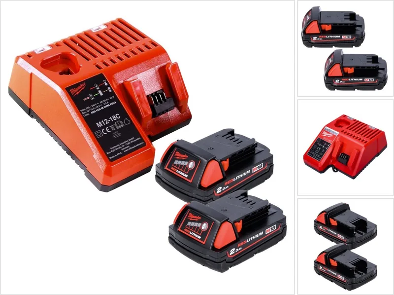 M18 B2 accu-starterset 18 V 2x 2,0 Ah ( 2x 4932430062 ) + M12-18C-lader 12 - 18 V ( 4932352959 ) de Milwaukee – image du produit